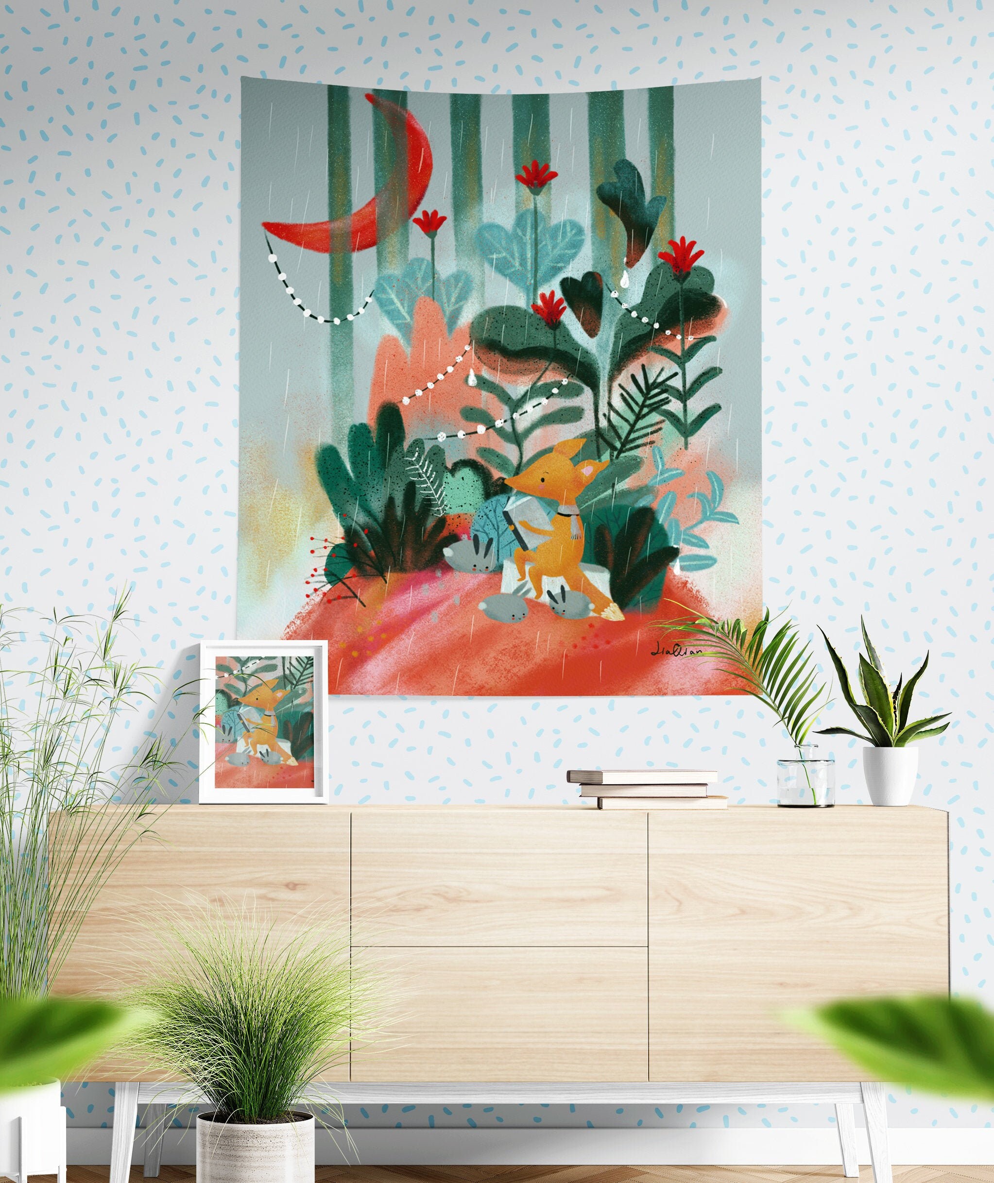 Woodland Tapestry Nursery Tapestry Wall Art Nature Wall Art Etsy