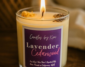 Lavender Cedarwood Soy Candle | Calming Aromatherapy, Hand Poured
