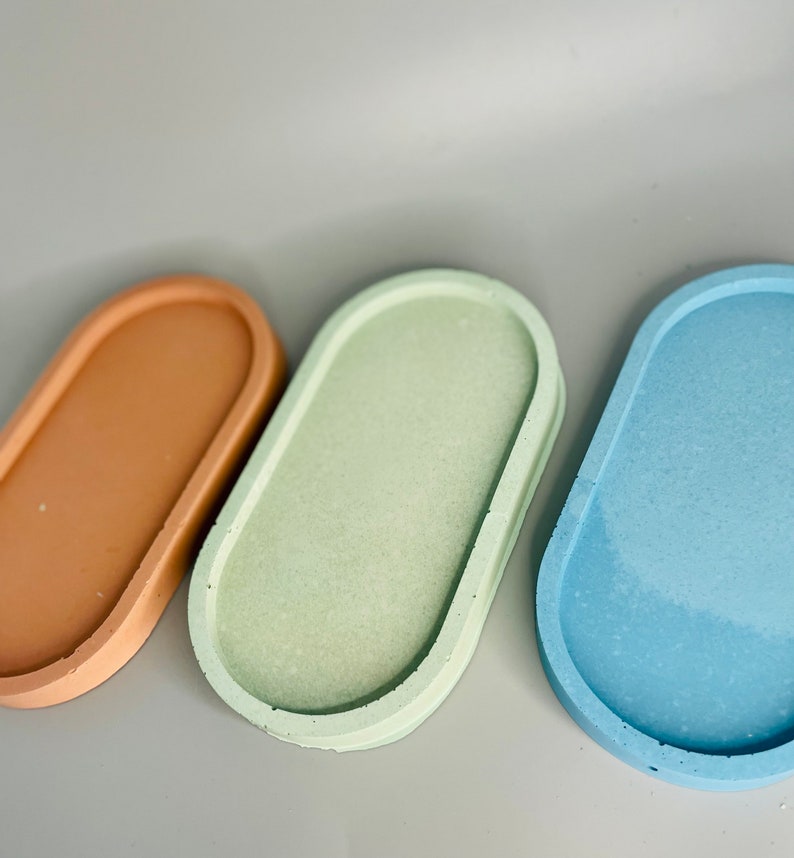 Oval Concrete Jewelry Tray Cement Trays Candle Holder Concrete Etsy