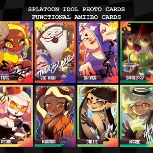 SPLATOON-amiibo, diep uitgesneden, van de haak en functionele amiibo-fotokaart Squid Sisters - nu inclusief de Side Order + ALTERNA-versies