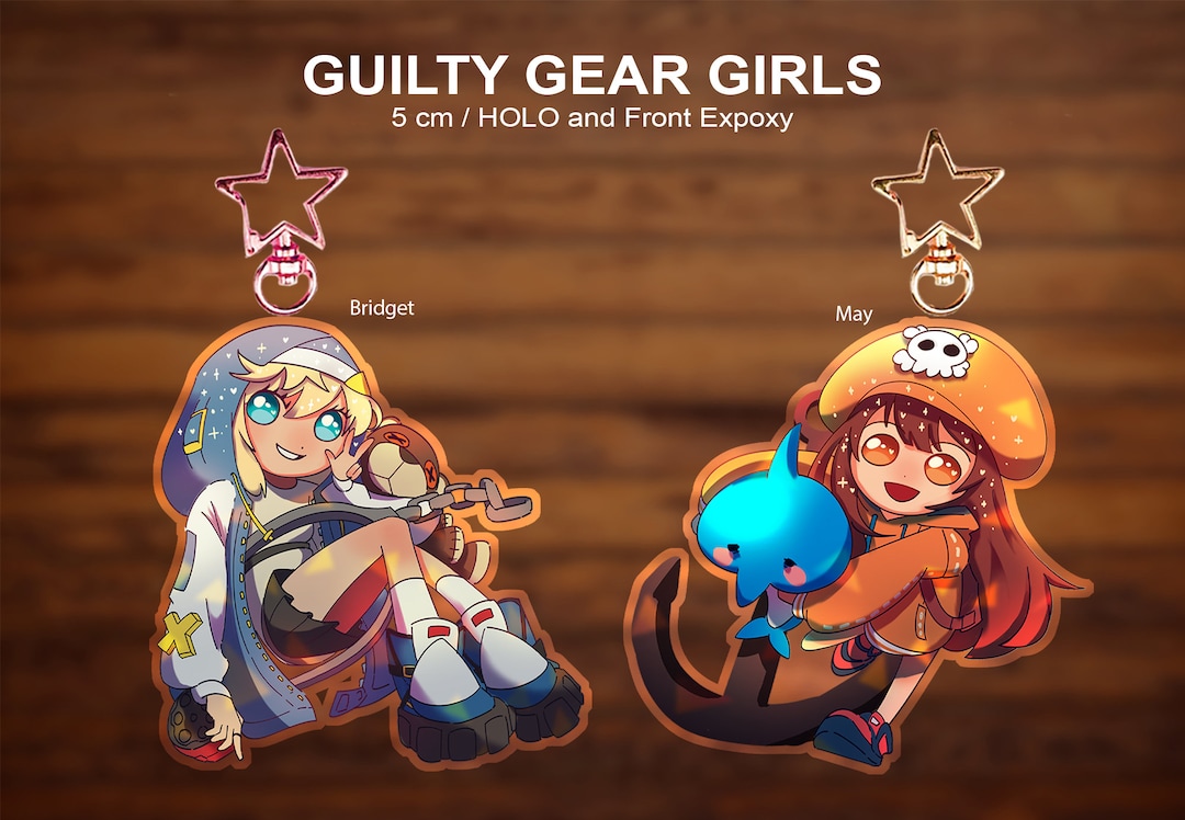 Guilty Gear Girls May and Bridget Acrylic Epoxy Holo Charms 