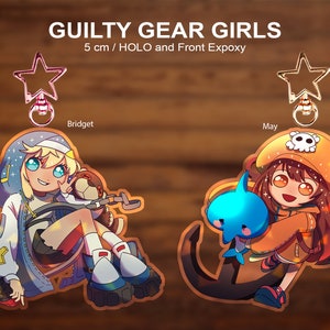 Guilty Gear girls May and Bridget Acrylic Epoxy holo charms