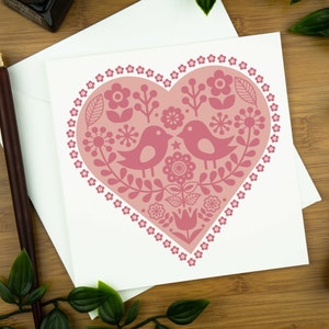 Carte de Saint-Valentin pour femme, carte d'anniversaire de 1 an, carte Je t'aime pour petite amie, carte d'art nordique pour elle, carte de fête des mères de son fils.