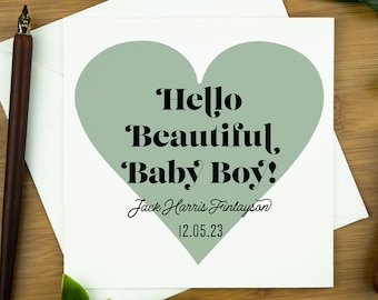 New baby card, new baby boy card, personalised baby card, new baby card sent direct, customised baby card, card for grandson, baby brother.