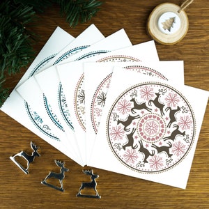 Kreis der Rentiere, Luxus Weihnachtskarten Set 2024, Geschenk für Mama Weihnachten. Winter Grußkarten Multipack.
