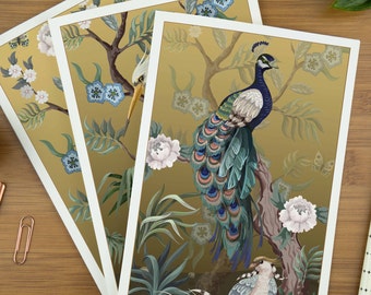 Lot de cartes de voeux artistiques, carte d'anniversaire d'oiseau, cartes de correspondance vierges pour elle, cartes de remerciement chinoises, carte de paon, coffret cadeau pour maman.