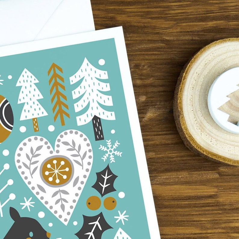 Carte de Noël écureuil nordique, cartes de Noël scandinaves de luxe pour amis, jeu de cartes de saison pour lui, carte de vacances d'hiver pour collègues. image 8