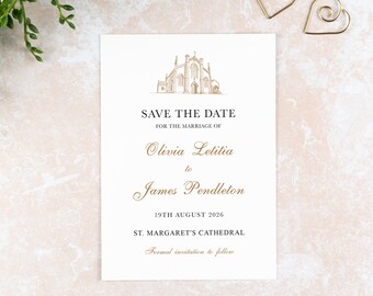 St. Margaret's Cathedral Wedding Save the Date: Venue Illustration