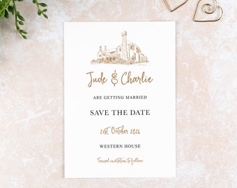Western House Hotel Save the Date Card: Venue Illustration