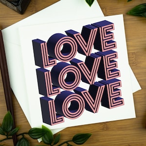 Carte Je t'aime, impression 3D d'anniversaire et carte d'anniversaire pour petite amie ou petit ami, fiancé, femme ou mari.