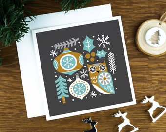 Nordic owl Christmas card for her, luxury Scandinavian xmas card set for family, seasonal card for him, Christmas cards 2022 for brother.
