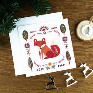 Rotfuchs Illustration Set, Rote Fuchs Illustration, Weihnachtskarten Set, Winter Grußkarten für Sie, Skandinavische Illustration.