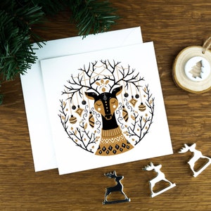 Skandinavische Winter Grußkarten 2024, Weihnachtskarten Set für die Familie, Mutter Deer Print.