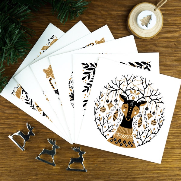 Nordic Christmas card pack, Scandinavian Christmas cards, winter greeting cards, festive holiday cards, illustrated charity cards for 2023.