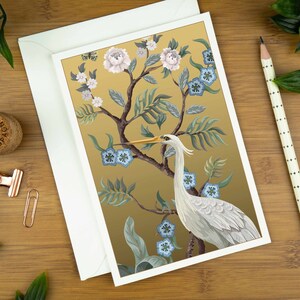 Blumenkarte für Sie, Grußkarte mit Vogelmotiv, Dankeskarte mit Blumenmuster für Sie, Chinoiserie Dankeskarte, Muttertagskarte, personalisiert.