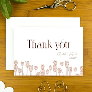 Biglietti di ringraziamento per matrimonio, biglietti di fidanzamento, personalizzati, biglietti per feste del 25° anniversario, biglietti per feste di fidanzamento, design a tulipano