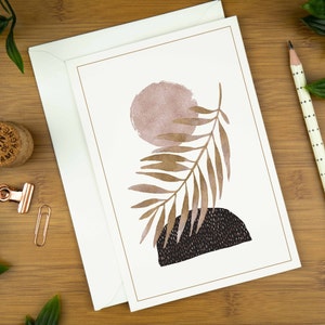 Grußkarte für Mama, abstrakte Kunstdrucke, botanische Note, Geschenk für sie, Farn Geburtstagskarte, Blattdruck Dankeskarte, personalisiert.