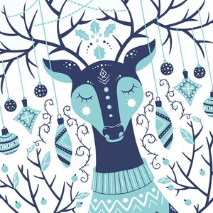 Cartes de voeux d'hiver scandinaves, paquet de cartes de Noël nordiques 2024, jeu de cartes de Noël pour la famille, impression mère cerf. image 7