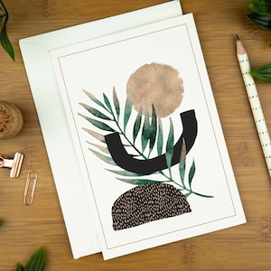 Handbemalte Grußkarte mit Blattabdruck, Geschenk für Mama Geburtstagskarte mit Farn, Dankeskarte mit Blattdruck, personalisiert