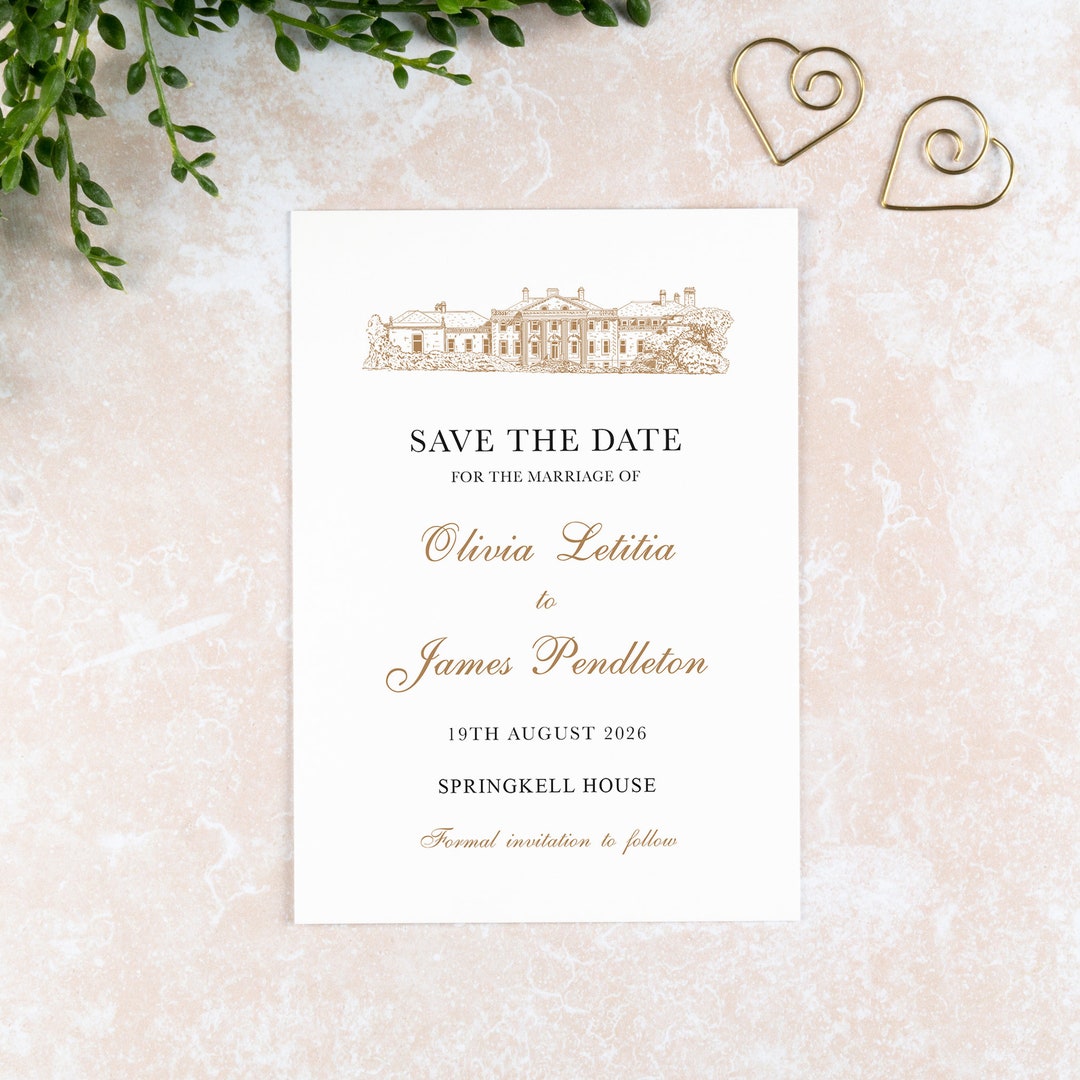 Springkell Print Springkell House Save the Date: Venue Illustration Wedding Cards - Etsy