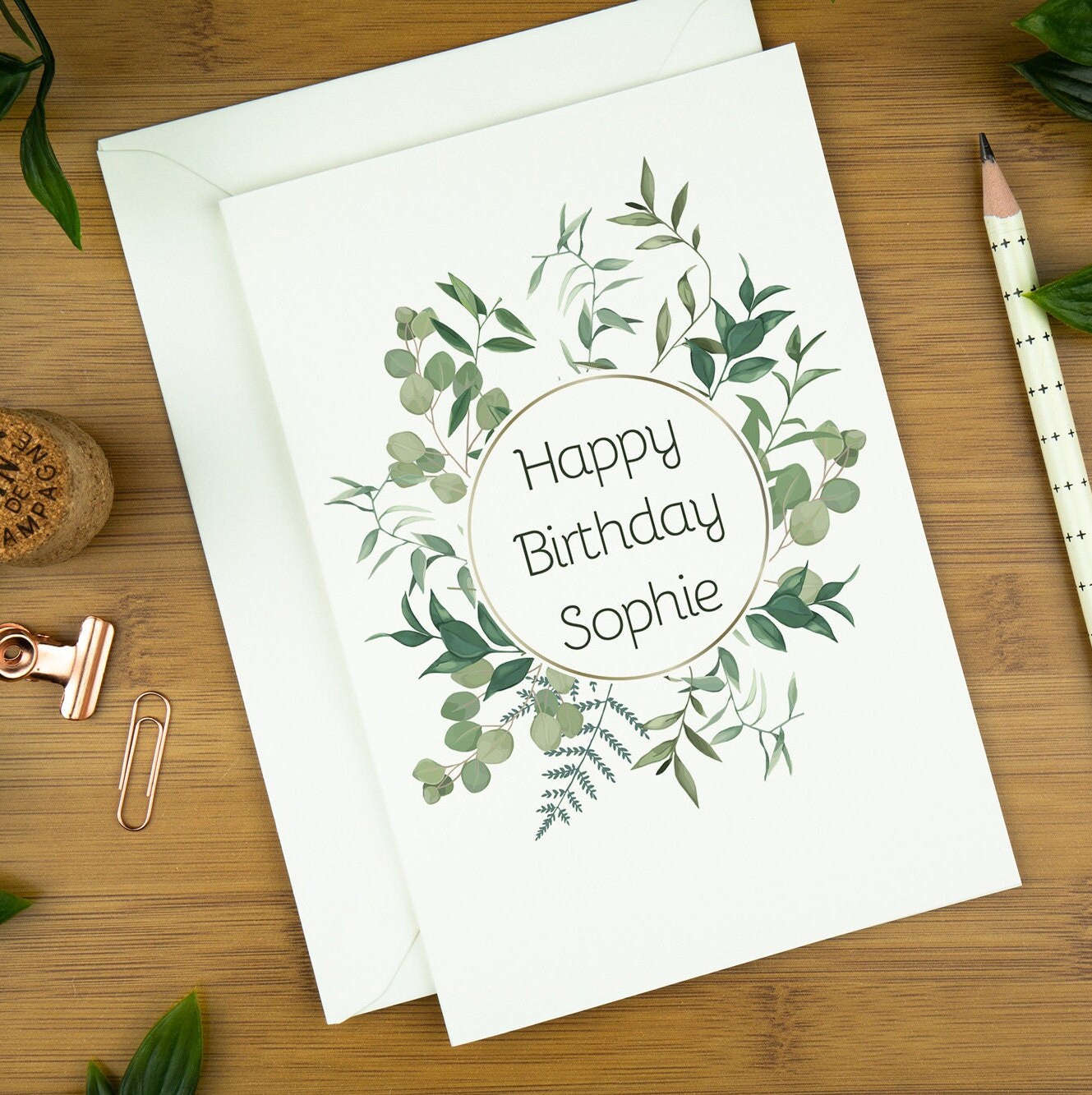 Botanical Birthday Card for Wife Personalised Name Birthday image