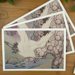 Carte d'anniversaire de luxe pour elle, carte imprimée kimono japonais, cadeau imprimé grue, paquet de cartes de voeux artistiques, carte oiseau pour amateur d'art, personnalisée image 2
