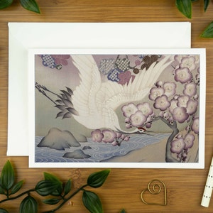 Luxus Geburtstagskarte für sie, japanische Kimono Druckkarte, Kranich Druck Geschenk, Kunst Grußkartenpackung, Vogelkarte für Kunstliebhaber, personalisiert