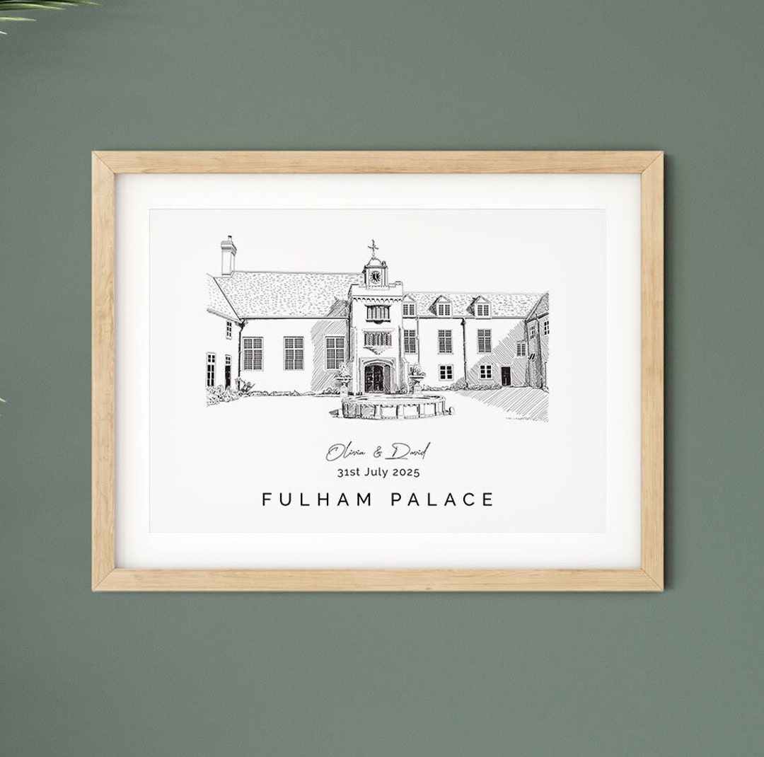 Fulham Palace, Wedding Gift, Wedding Venue Illustration, Wedding