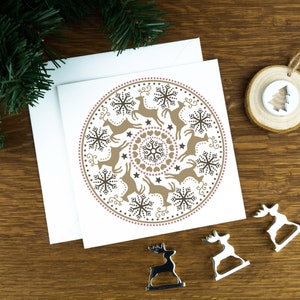 Cercle de rennes, carte de Noël scandinave de luxe pour maman, jeu de cartes de Noël nordiques, Noël 2024, emballage multiple de cartes de renne