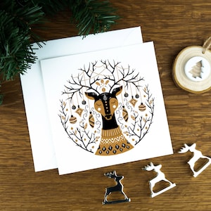 Lot de cartes de Noël nordiques pour elle, lot de cartes de Noël rennes scandinaves pour lui, carte de voeux d'hiver pour elle, lot de cartes pour amis.