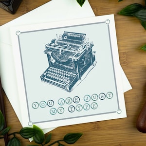 Vintage Grußkarte für Sie, einzigartige Geburtstagskarte für Ihn, Retro Schreibmaschine Karte für Papa, Karte für Buchliebhaber, Schriftsteller Geschenk