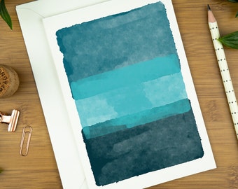Colour block art card for her, personalised modern art print for him, abstract art greeting card for husband.