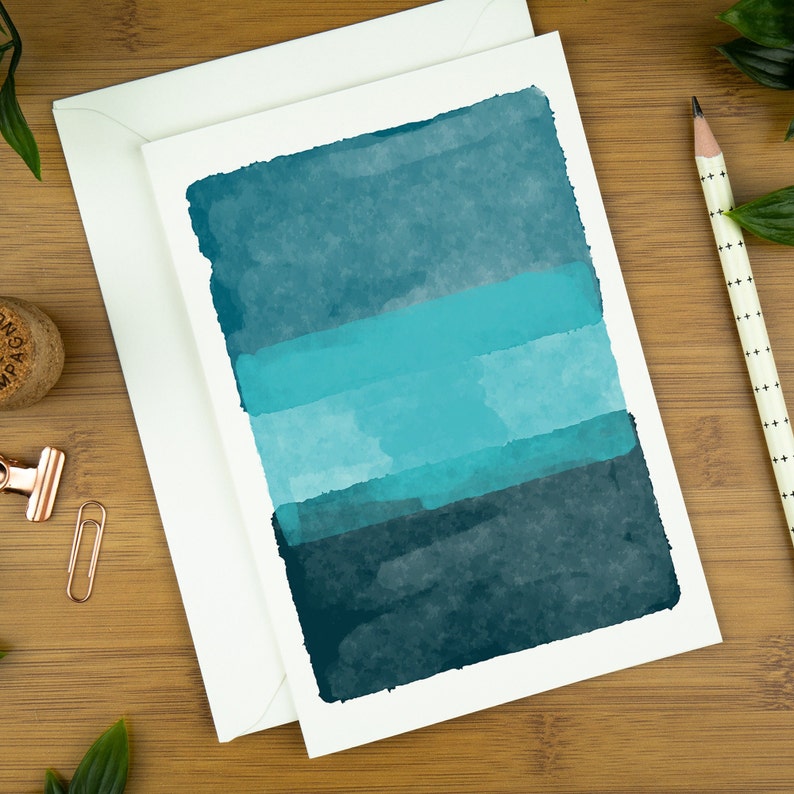 Carte d'art color block pour elle, impression d'art moderne personnalisée pour lui, carte de voeux d'art abstrait pour mari. image 1