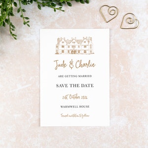 Warmwell House Save the Date Card: Wedding Venue Illustration