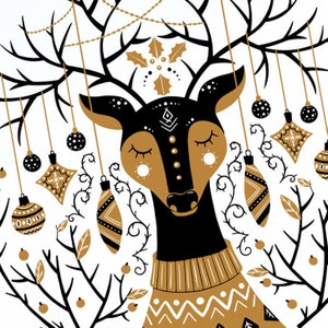 Cartes de voeux d'hiver scandinaves, paquet de cartes de Noël nordiques 2024, jeu de cartes de Noël pour la famille, impression mère cerf. image 4