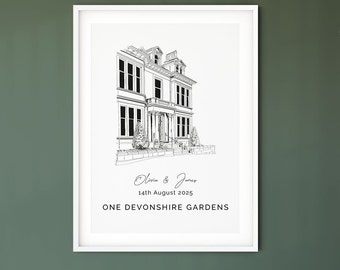 One Devonshire Gardens, Wedding Venue Illustration Print