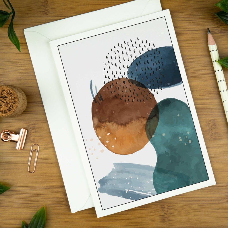 Carte de voeux d'art abstrait, carte d'anniversaire d'impression d'art pour femme, carte de remerciement pour mari, coffret cadeau de carte de correspondance vierge pour correspondant, personnalisée image 1