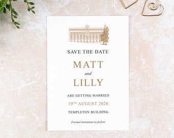 Templeton Building Save the Date: Illustrated Wedding Venue Card