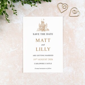 Carlowrie Castle Save the Date Card: Illustrated Wedding Venue