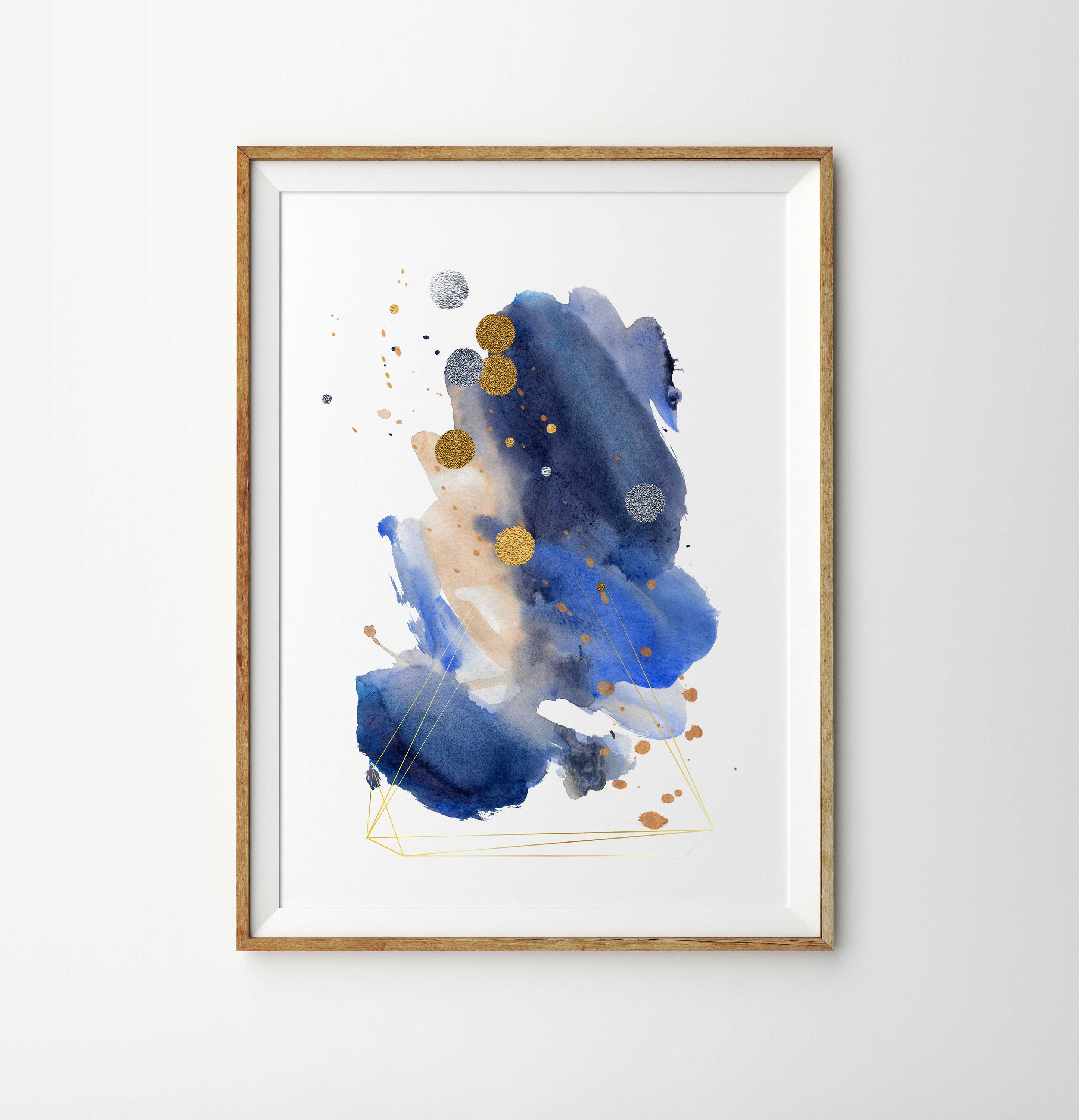 Blue Gold Abstract Printable Wall Art Modern Home Wall Decor Etsy New
