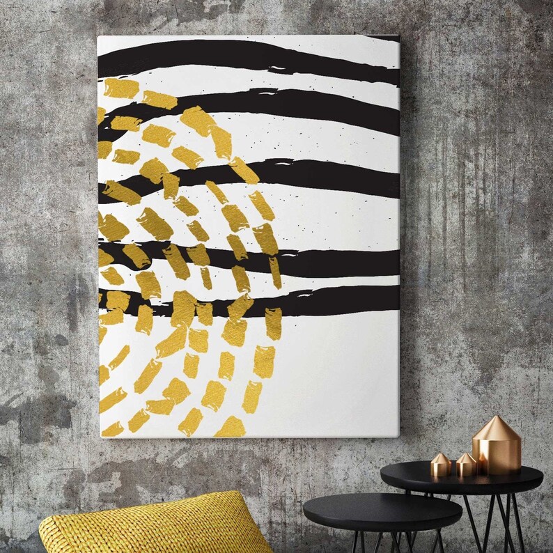 Abstract Black Gold Art Modern Home Wall Decor Black and Etsy