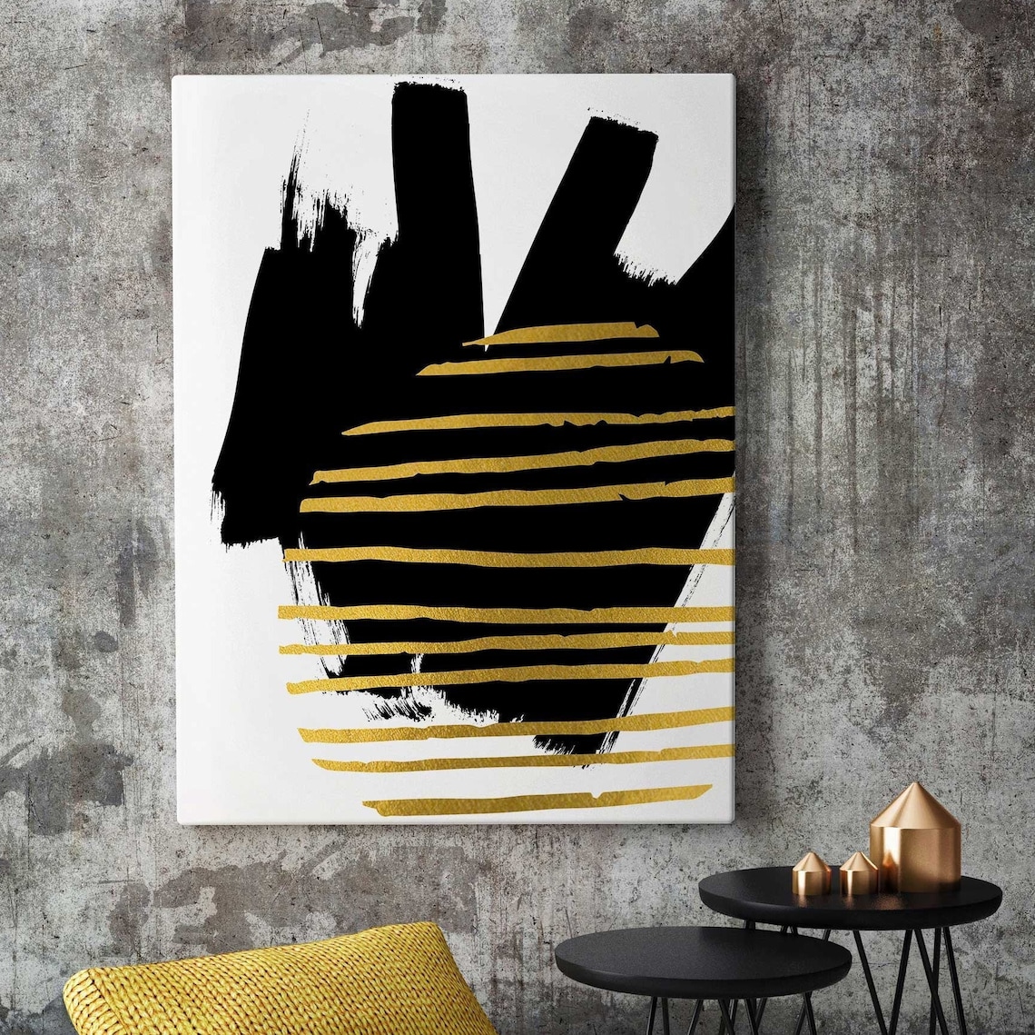 Abstract Black Gold Art, Modern Home Wall Decor, Black and Gold, Contemporary Wall Art, Digital