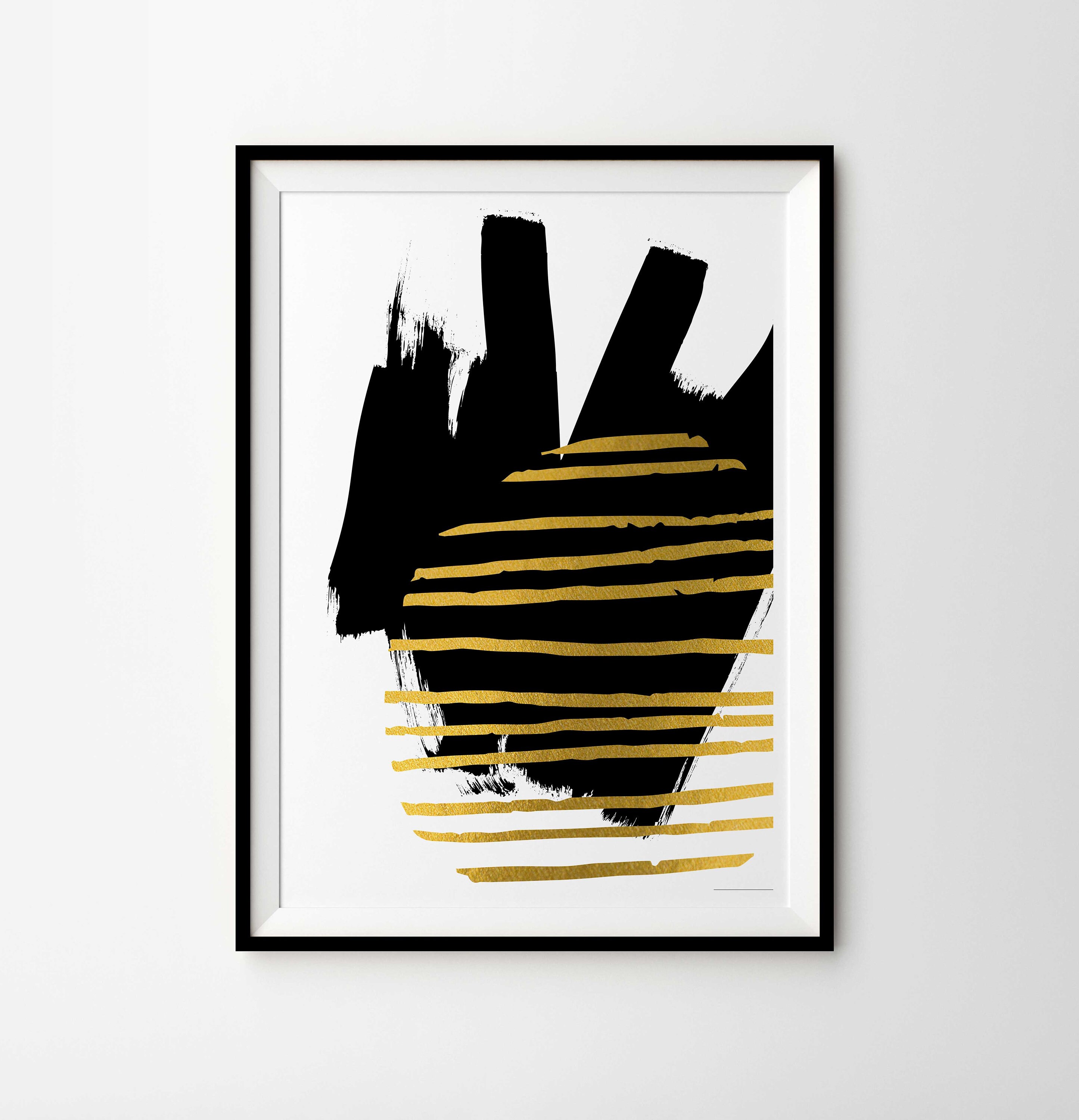 Abstract Black Gold Art, Modern Home Wall Decor, Black and Gold, Contemporary Wall Art, Digital