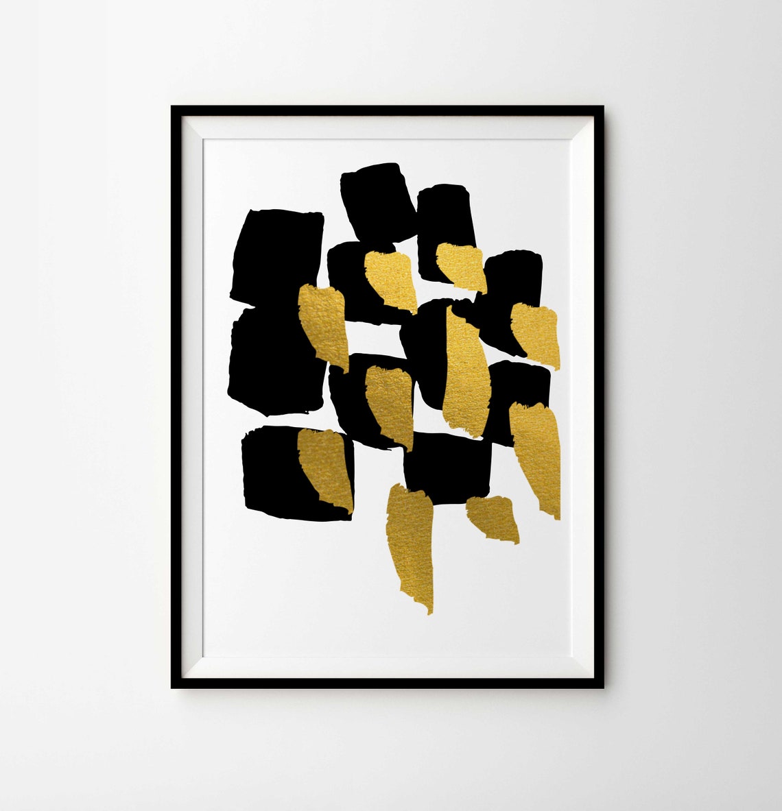 Abstract Black Gold Art Modern Home Wall Decor Black and Etsy