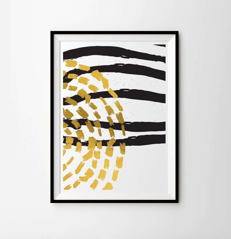 Abstract Black & Gold Art Print for Modern Home Wall Decor Etsy