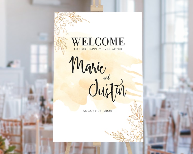 Display Piece Portrait Greetings Sign Wedding Decor Personalised Sunny Wedding Welcome Sign Fully Editable Wedding Signage