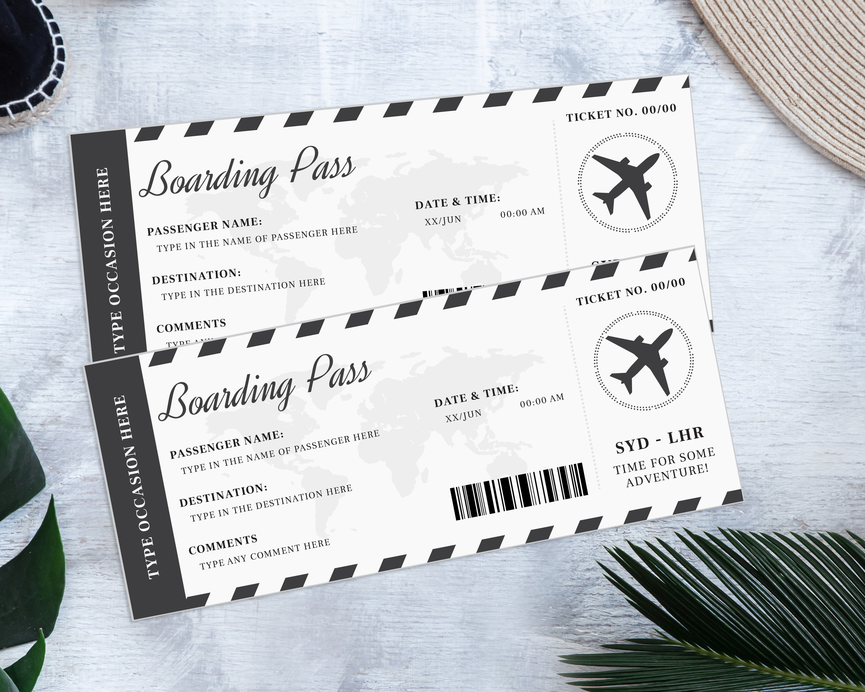 Bearbeitbare Boarding Ticket Vorlage Überraschung Airline | Etsy