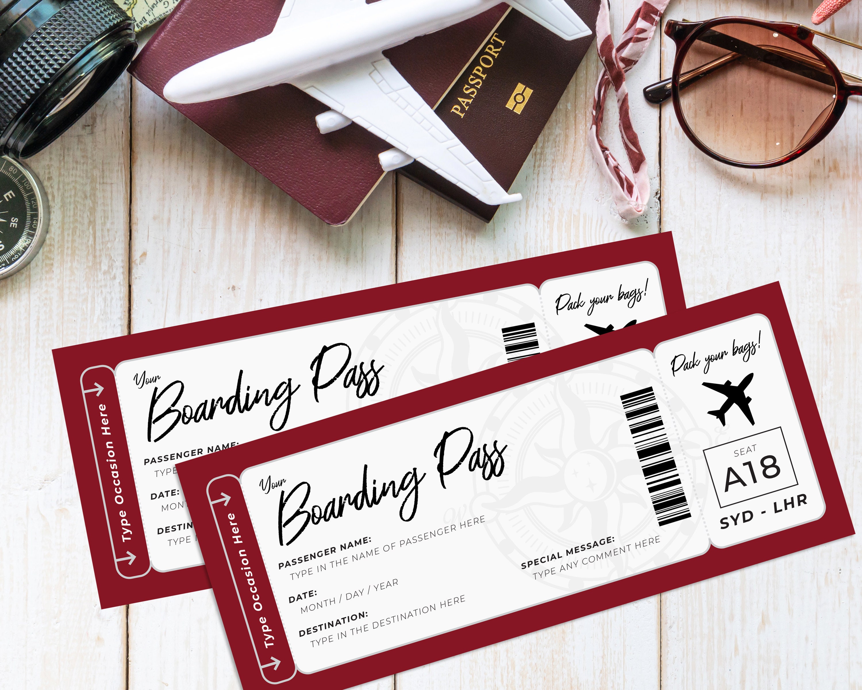 surprise trip boarding pass template