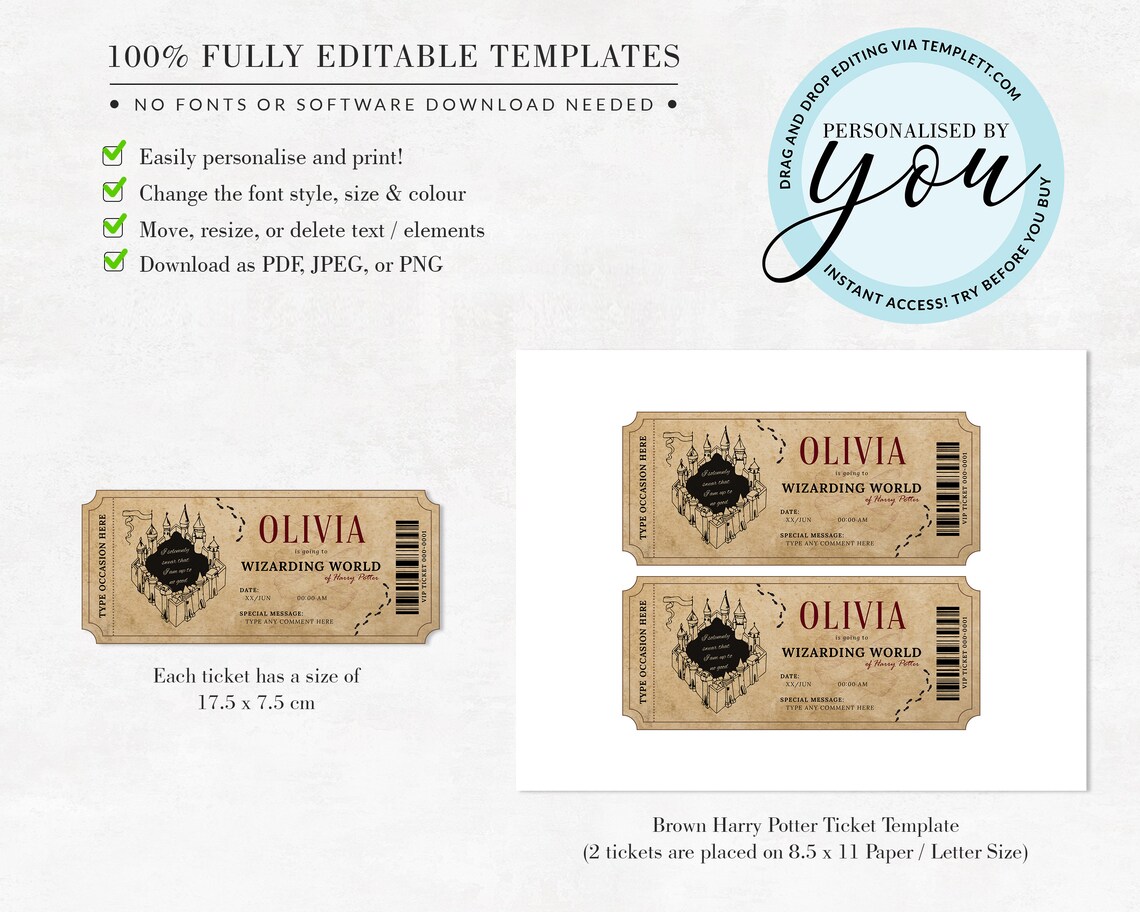 Editable Amusement Park Theme Park Ticket Template Surprise | Etsy