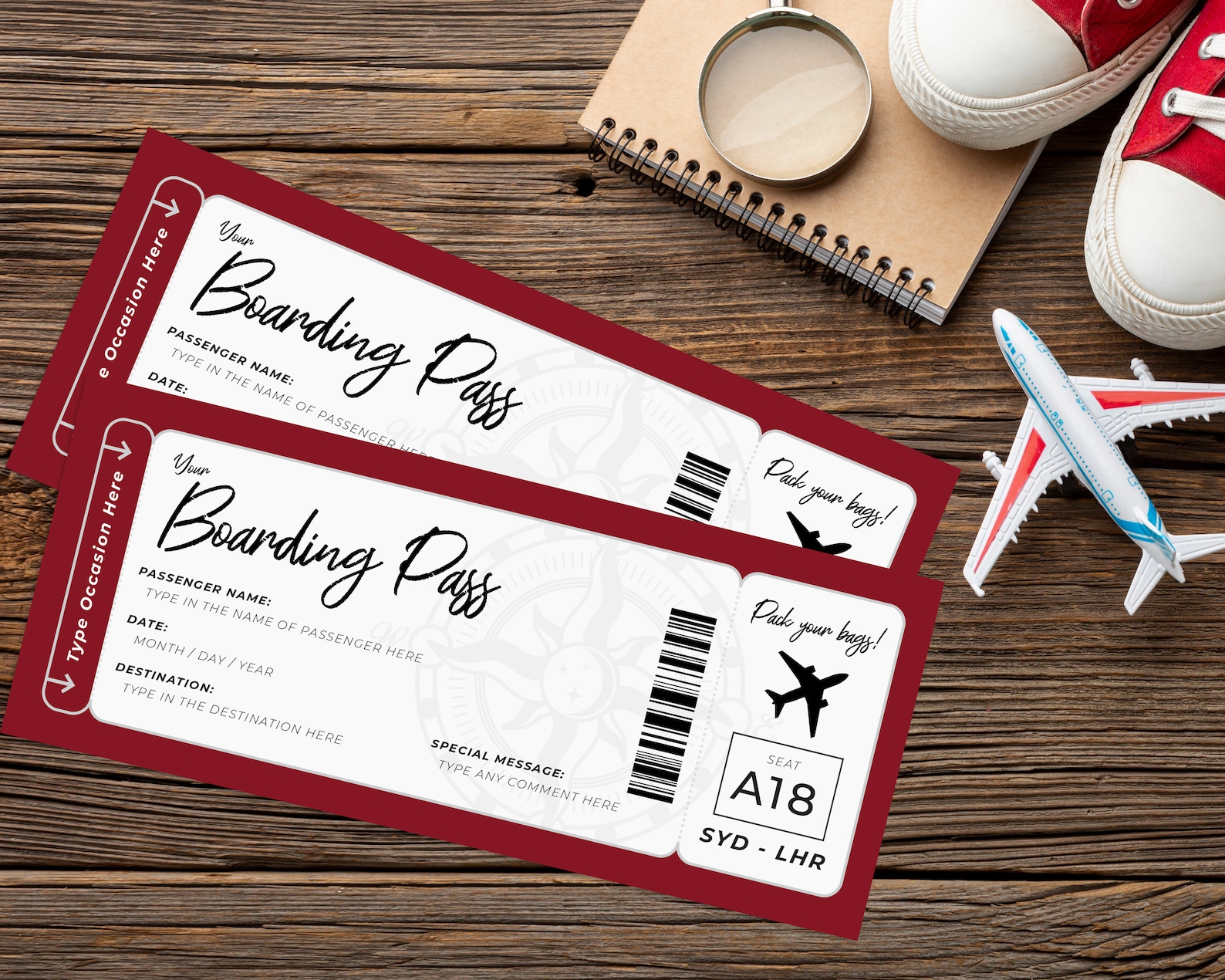 Editable Boarding Pass